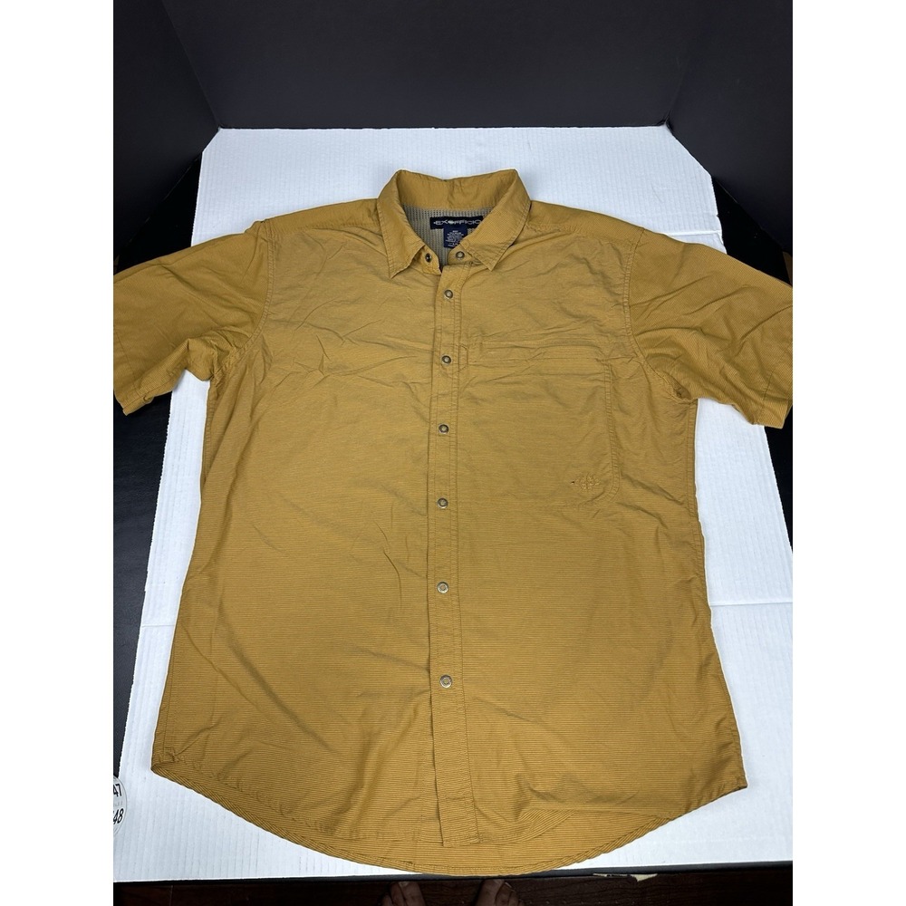 ExOfficio Button Up Short Sleeve Mustard Yellow Lightweight Breathable Mens L